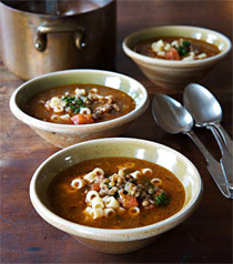Lentil Soup with Crumbled Sausage and Ditalini Pasta